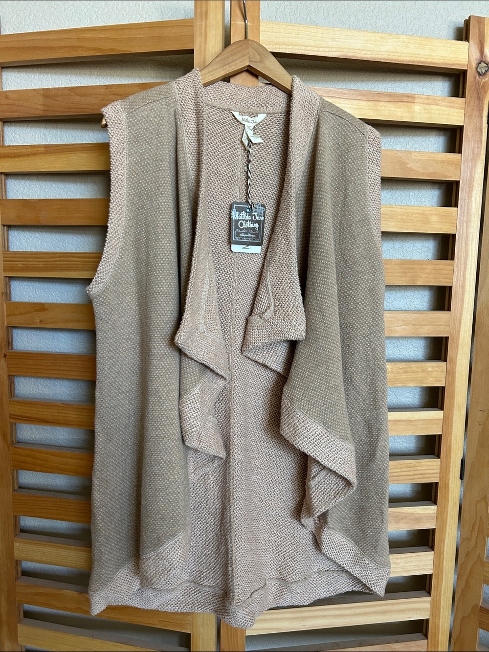 Matilda Jane Beige Knit Sleeveless Draped Vest